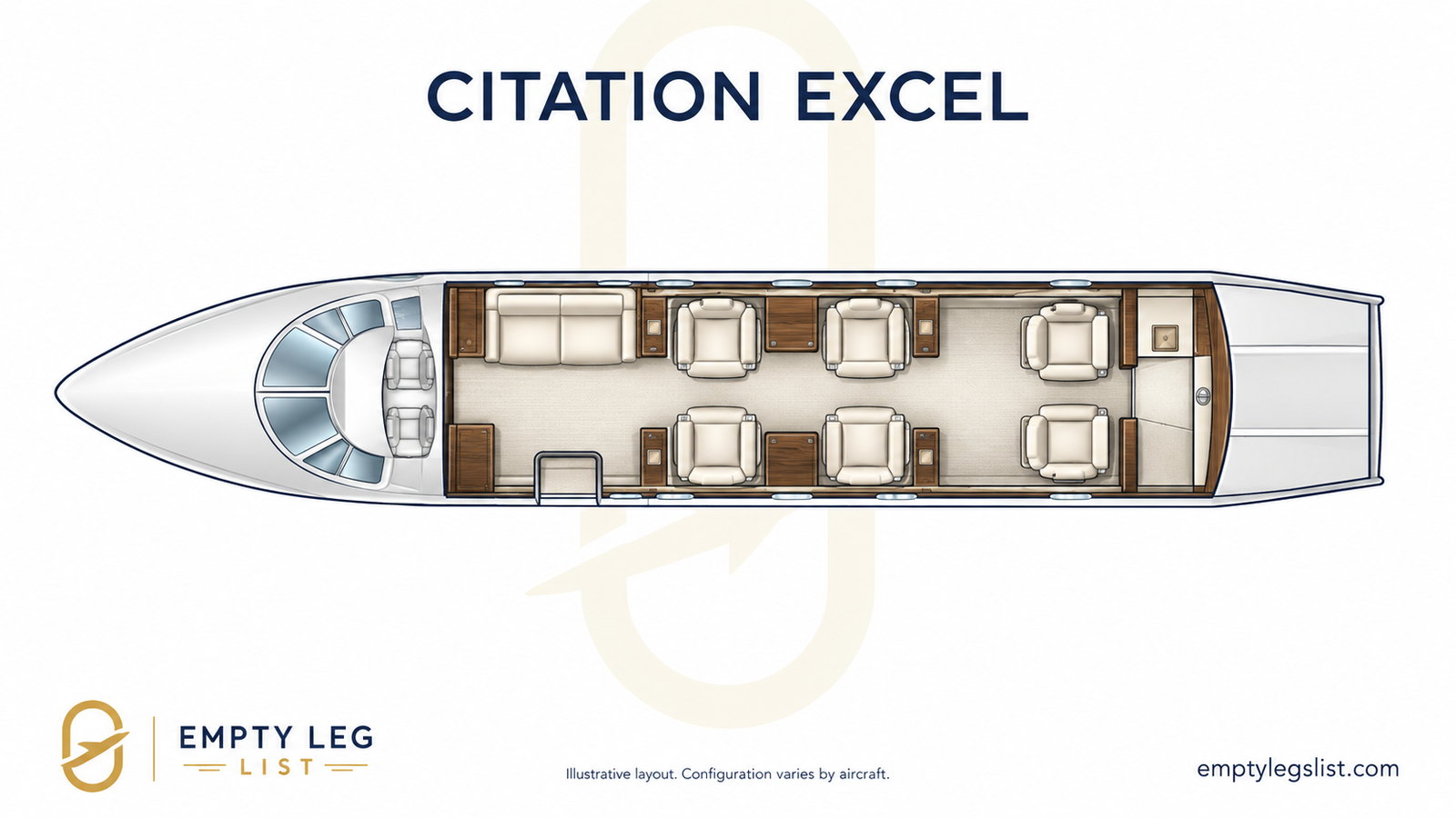 Citation Excel cabin layout drawing, illustrative