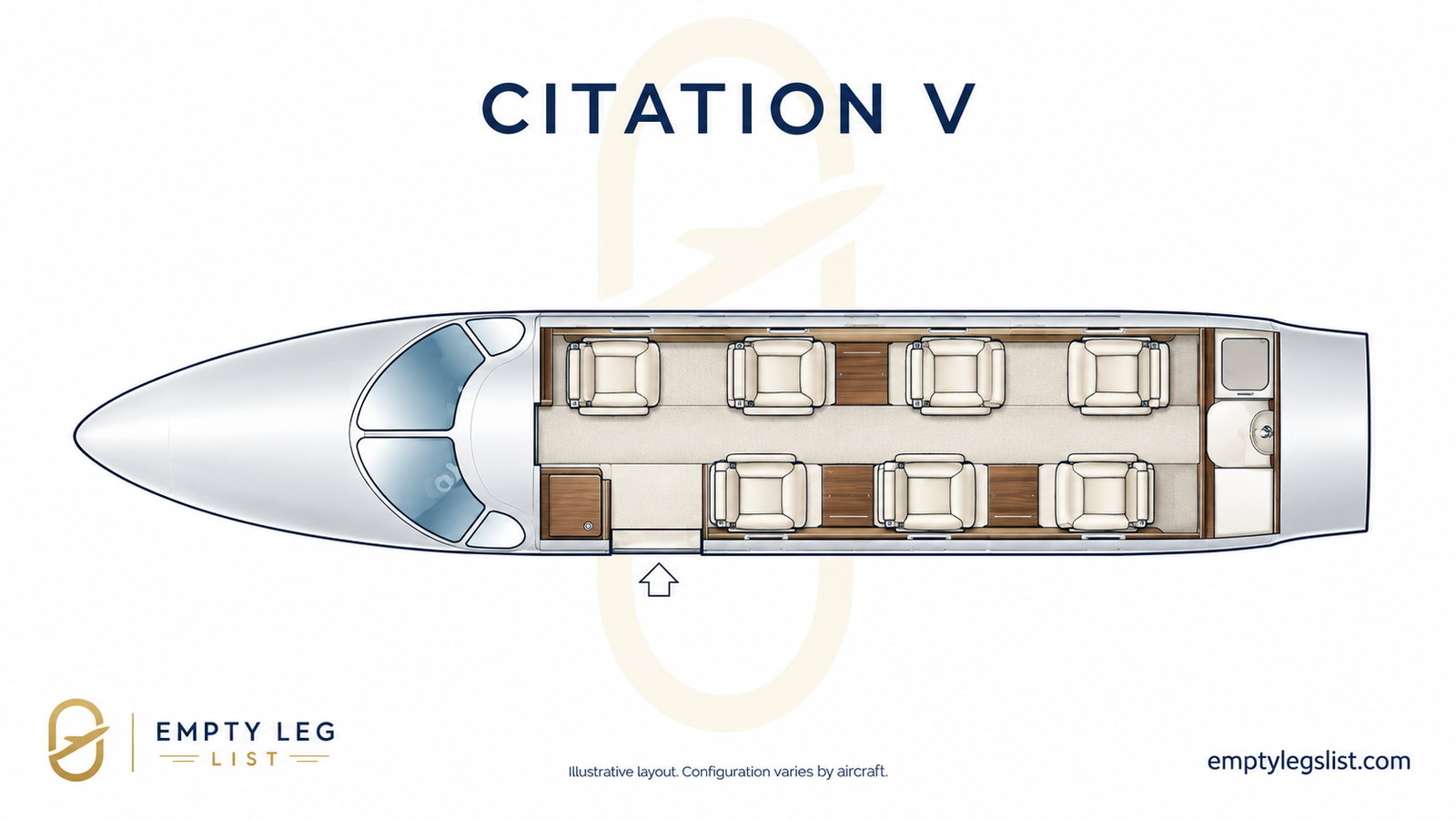 Citation V cabin layout drawing, illustrative