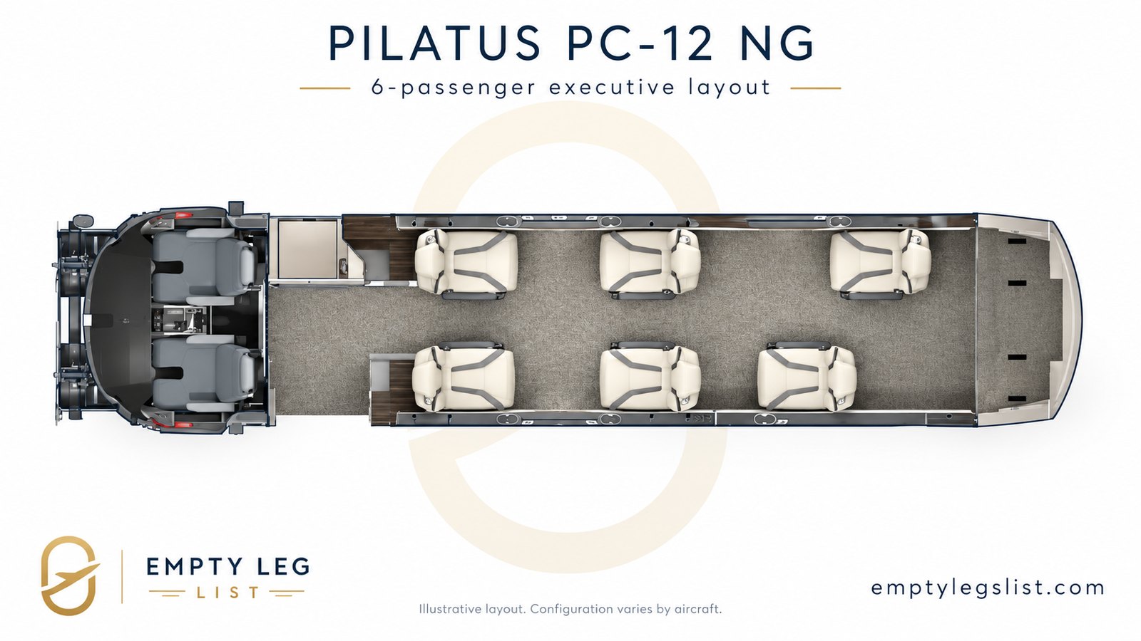 Pilatus PC-12 NG six passenger executive cabin layout drawing