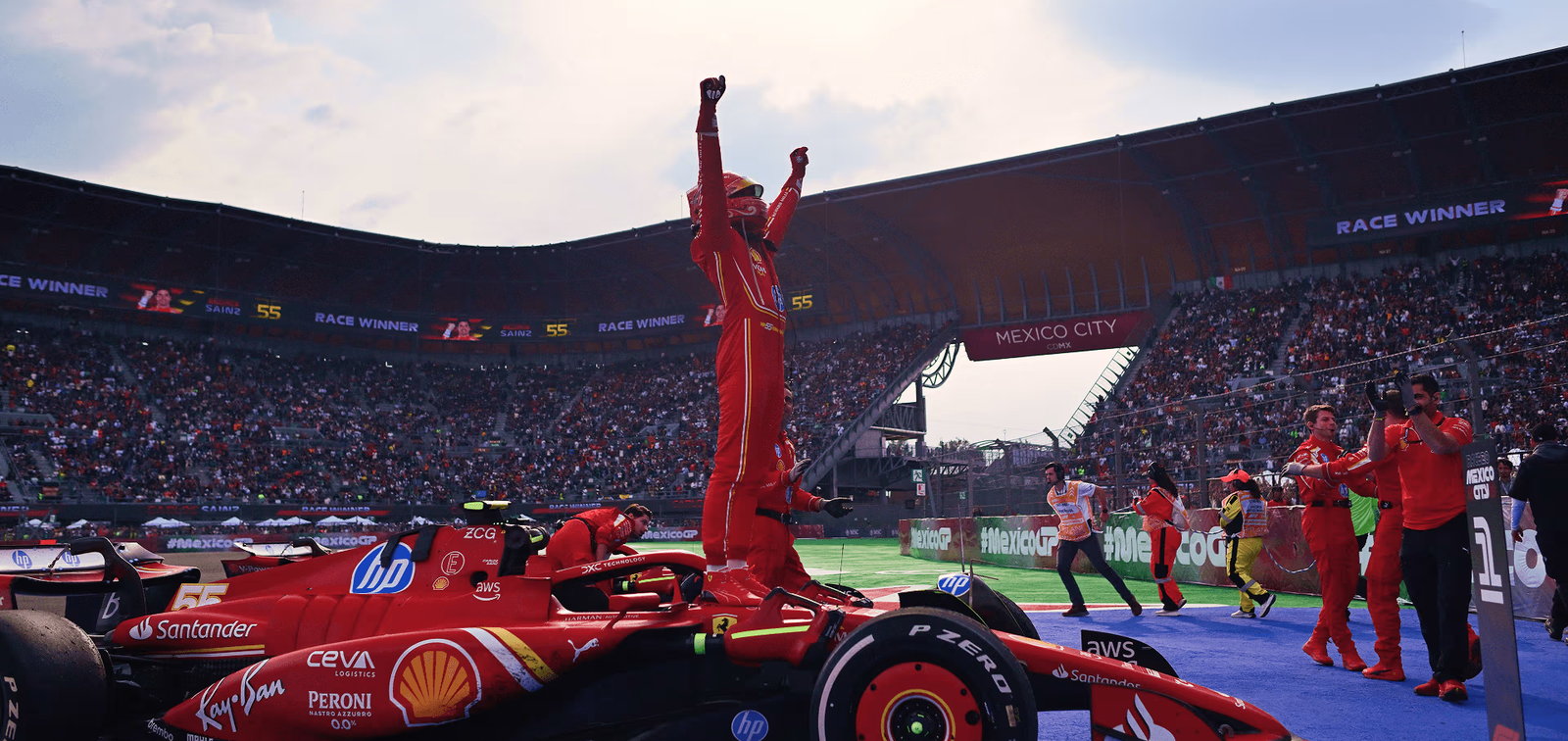 A packed grandstand at the Autodromo Hermanos Rodriguez in Mexico City