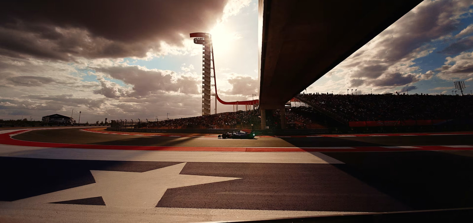 The Circuit of the Americas at Austin, the observation tower against an evening sky