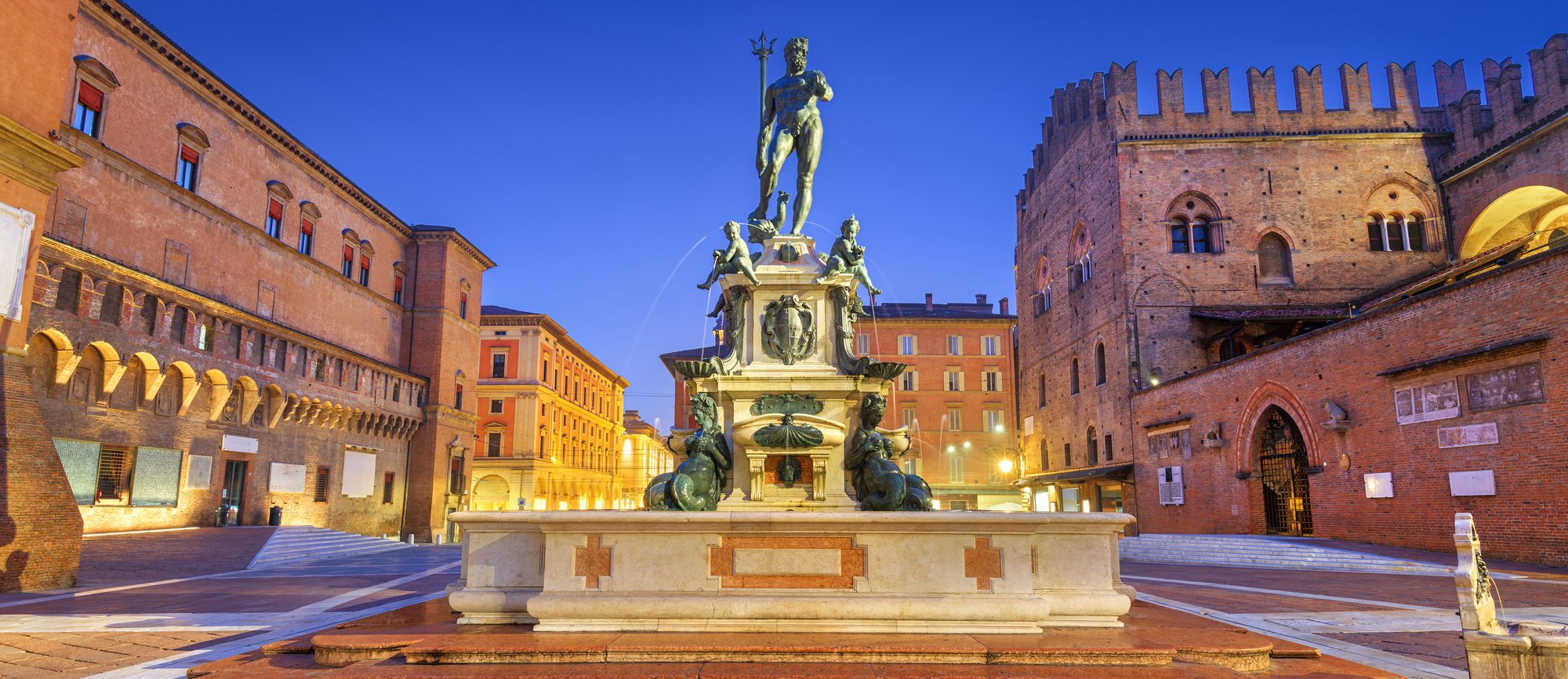 Bologna, the fountains on the square