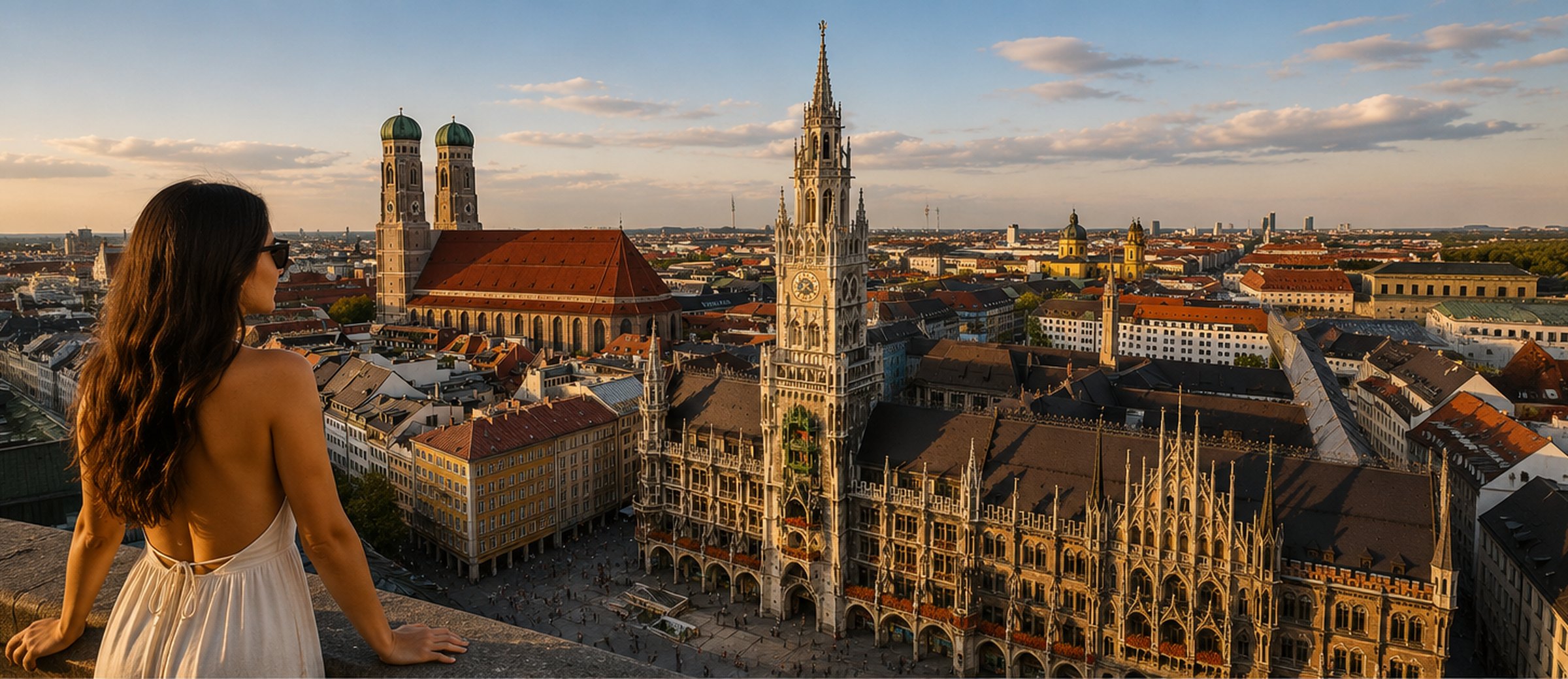 Munich from above, with the Alps on the horizon