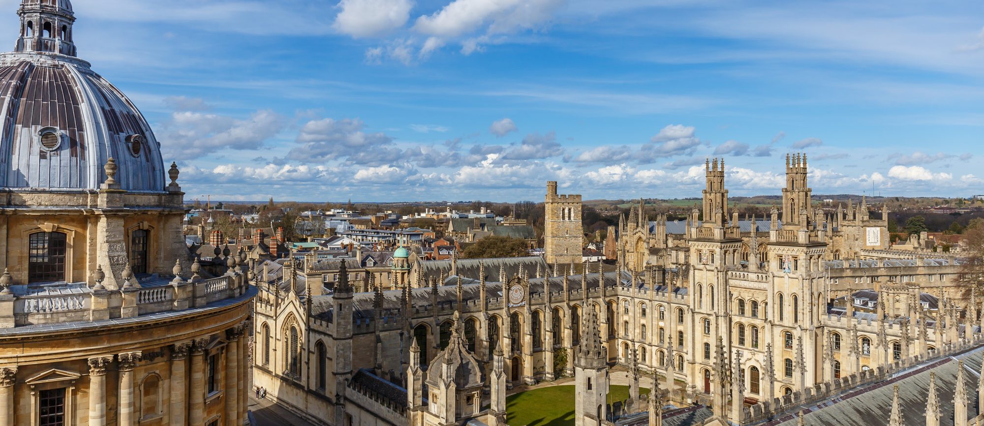 The Radcliffe Camera and All Souls College over the Oxford rooftops